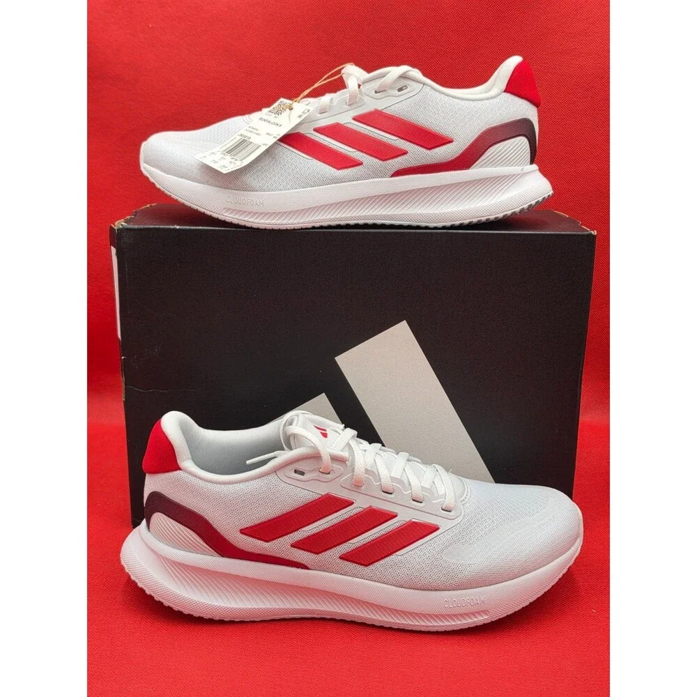 Adidas Runfalcon 5 White Better Scarlet Core Black Men’s 9 JR5518 NWT